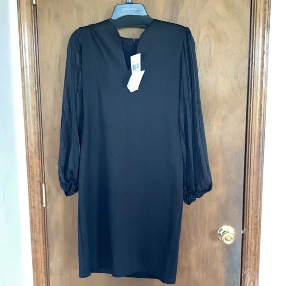 Connected apparel black dress sleeves w sheer stripes 6P 6 petite - Picture 4 of 15
